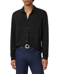 John Varvatos - Redmond Herringbone Jacquard Knit Button-Up Shirt - Lyst