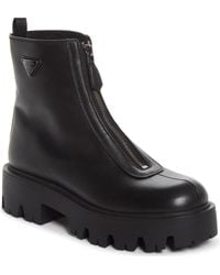 Prada - Lug Sole Zip Bootie - Lyst