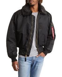 Alpha Industries - Alpha B-15 Water Resistant Flight Jacket With Removable Faux Fur Collar - Lyst