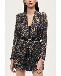 Nocturne - Printed Leopard Belted Jacket - Lyst