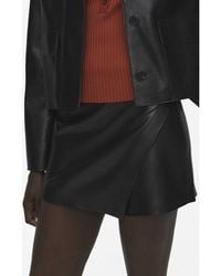 Mango - Wrap Faux Leather Skort - Lyst
