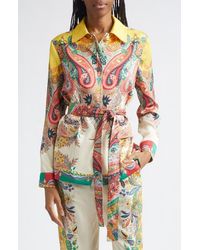 Etro - Floral Paisley Belted Twill Field Jacket - Lyst