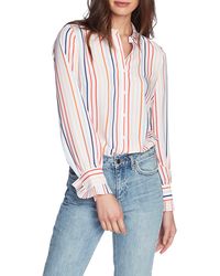 Court & Rowe - Tropical Stripe Ruffle Detail Button-up Shirt - Lyst
