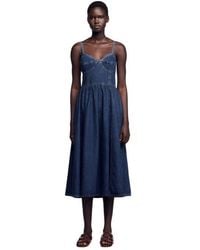 Sandro - Midi Denim Dress - Lyst