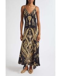 CAMILLA - Frill Hem Bias Cut Silk Crêpe De Chine Slip Dress - Lyst
