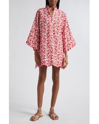 La Vie Style House - Floral Embroidered Cover-up Mini Caftan - Lyst