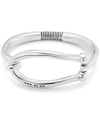 Uno De 50 - Sterling Plated Rigid Bracelet With Large Link And Inner Spring - Lyst