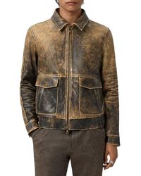 John Varvatos - Atlas Distressed Leather Jacket With Removable Genuine Shearling Collar - Lyst