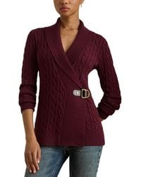 Ralph Lauren - Cable Stitch Cotton Wrap Cardigan - Lyst