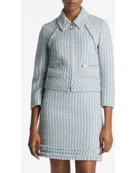 St. John - Metallic Tweed Zip-Up Jacket - Lyst