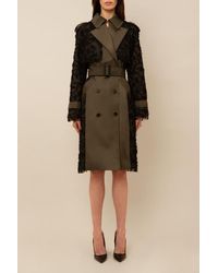 Contessa Mills - Claw Lace-Trimmed Elegant Cinched Trench Coat - Lyst