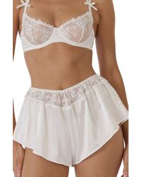 KAT THE LABEL - Mandy Lace Trim Satin Tap Shorts - Lyst