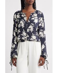 Mango - Floral Tie Sleeve Button-Up Shirt - Lyst