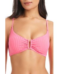 Sanctuary - Textured Stripe U-Bar Bikini Top - Lyst