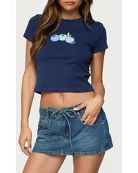 Edikted - Blueberry Patch Embroidered Graphic Baby Tee - Lyst