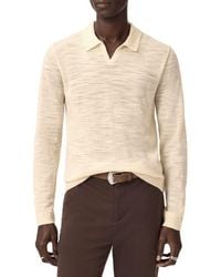 John Varvatos - Luciano Long Sleeve Johnny Collar Slub Wool Polo Sweater - Lyst