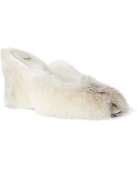 Fendi - Acro Genuine Shearling Wedge Mule Sandal - Lyst