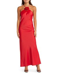 Wayf - The Adele Rosette Satin Gown - Lyst