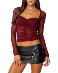 Edikted - Tristina Semisheer Ruched Cutout Crop Top - Lyst