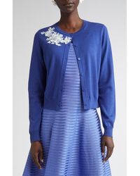 Carolina Herrera - Floral Embroidered Silk & Cotton Cardigan - Lyst