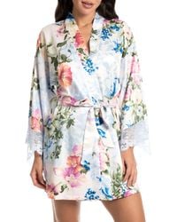 In Bloom - Amour Floral Lace Trim Satin Wrap - Lyst