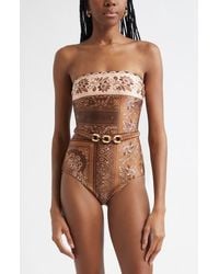 Zimmermann - Lucky Belted One-Piece Bandeau Swimsuit - Lyst