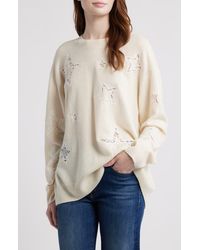 LoveShackFancy - Westcott Star Lace Detail Wool & Cashmere Sweater - Lyst