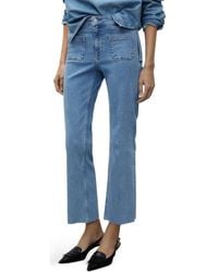 Mango - Alex Raw Hem Patch Pocket Crop Flare Jeans - Lyst