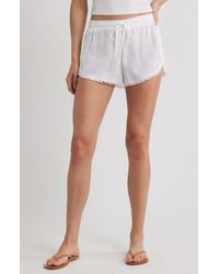 Cloth & Stone - Fray Hem Drawstring Shorts - Lyst