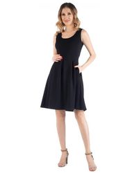 24seven Comfort Apparel - Maternity Sleeveless Pleated Dress With Pockets - Lyst