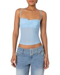 Edikted - Elina Lace Trim Mesh Camisole - Lyst