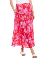 Karen Kane - Floral Pleated Midi A-line Skirt - Lyst