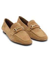 Mango - Buckle Leather Moc-Toe Flat - Lyst