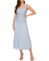 Adrianna Papell - Sequin & Bead Detail Cocktail Dress - Lyst