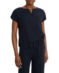NIC+ZOE - Rumba Linen Blend Split Neck Top - Lyst