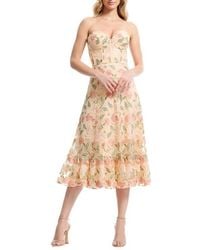 Dress the Population Carina Butterfly Appliqu Strapless Cocktail Midi Dress  in Blue | Lyst
