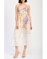 En Saison - Taylorann Floral Tie Strap Midi Dress - Lyst