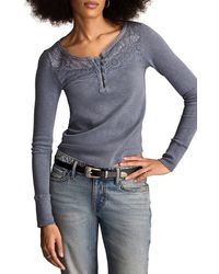 Lucky Brand - Lace Yoke Cotton Henley - Lyst
