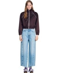 Sandro - Cropped Embroidered Satin Jacket - Lyst
