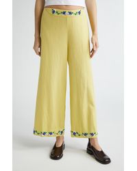 Bode - Beaded Chicory Wide Leg Crop Pants - Lyst
