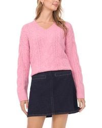 Vince Camuto - Cable Stitch V-Neck Sweater - Lyst