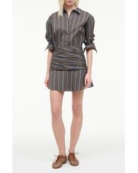 STAUD - Indya Pinstripe Button-Up Mini Shirtdress - Lyst