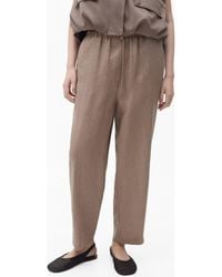 Mango - Linen Drawstring Pants - Lyst