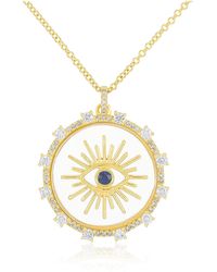 EF Collection - 14k Gold Diamond & Sapphire Floating Evil Eye Pendant Necklace - Lyst