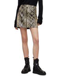 AllSaints - Piper Snake Print Leather Miniskirt - Lyst