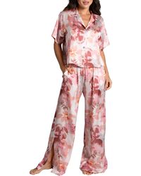 MIDNIGHT BAKERY - Print Short Sleeve Satin Pajamas At Nordstrom - Lyst