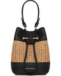 Strathberry - Lana Osette Raffia & Leather Bucket Bag - Lyst