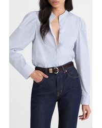 Madewell - Paulina Stripe Cotton Poplin Band Collar Button-Up Shirt - Lyst