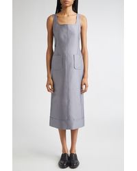 Thom Browne - Square Neck Wool & Silk Midi Dress - Lyst