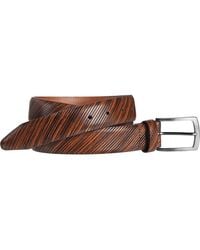Johnston & Murphy - Diagonal Embossed Leather Belt - Lyst